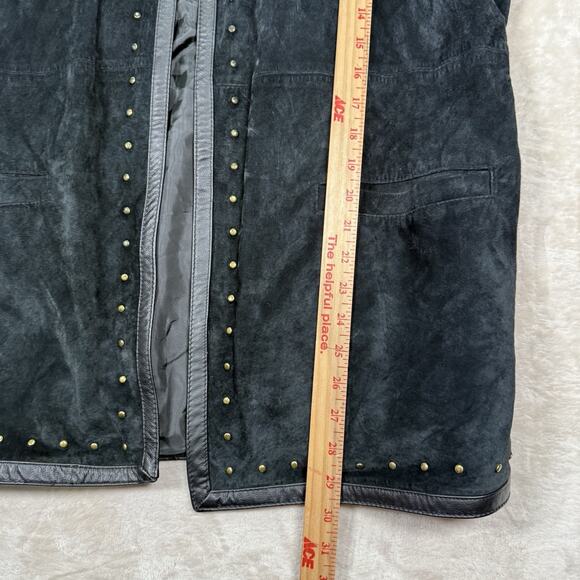VTG Linea By Louis Dell'Olio Black Suede Leather Studded Western Jacket Size 1X - Picture 8 of 8